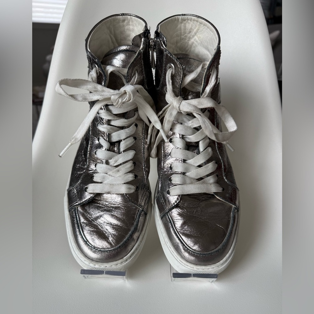 Zadig & Voltaire Women's Metallic Silver Sneakers - Picture 3 of 9